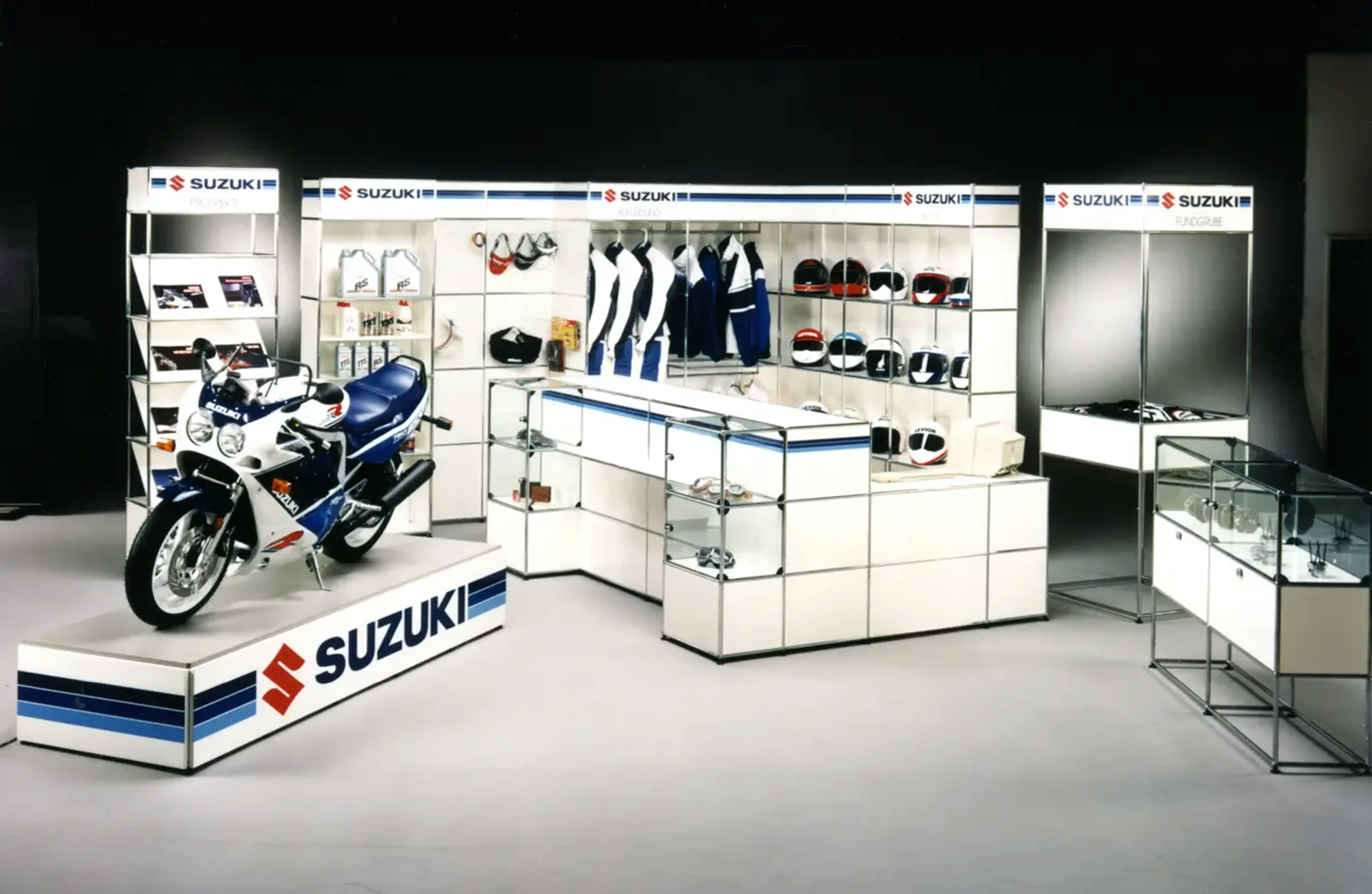 Suzuki exhibition set up using USM cabinets