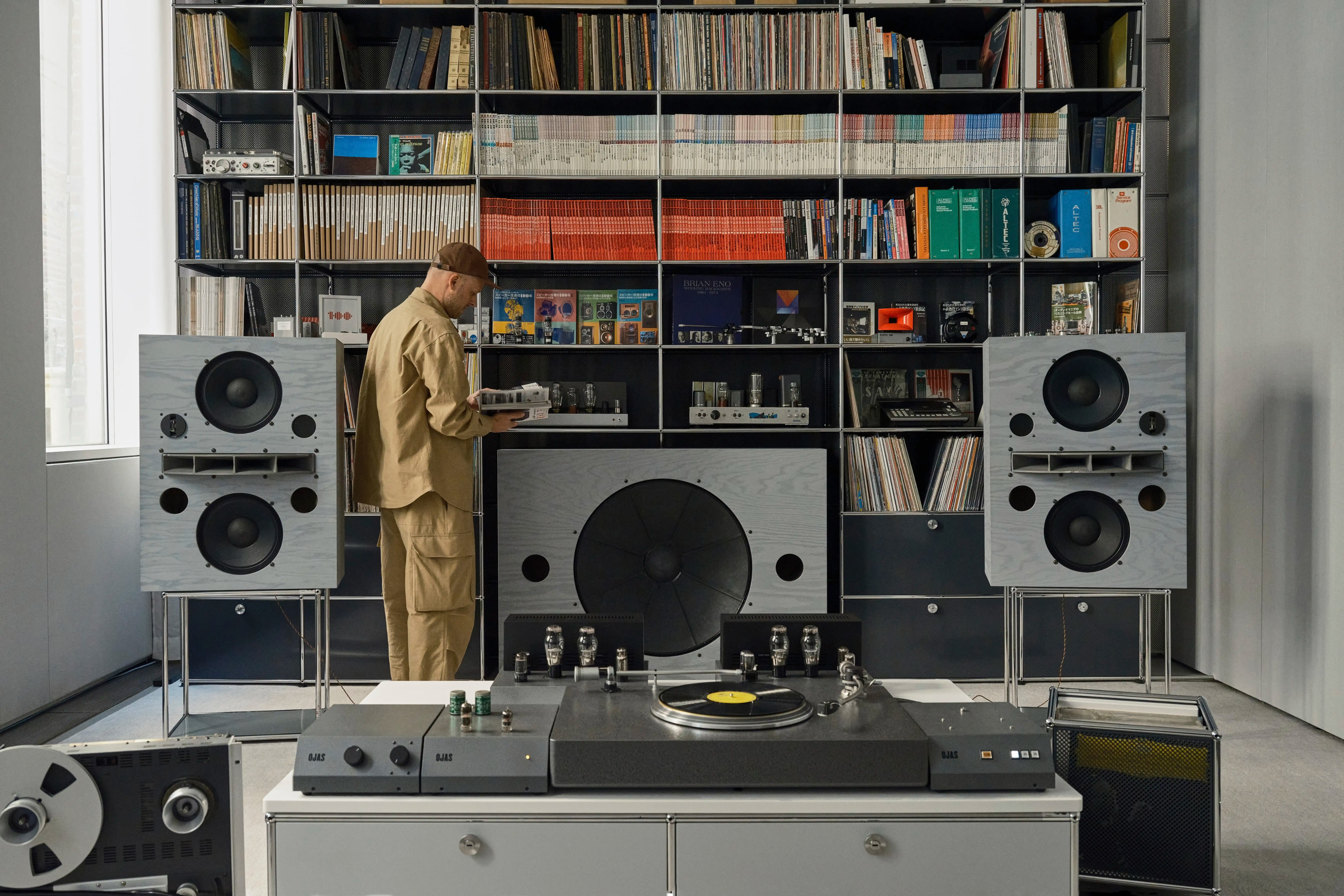 OJAS listening room with vinyl collection in USM Shelves + Drawers